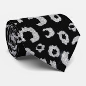 ブラエレガントックシルバーグリッターレオパードアニマルプリント ネクタイ (ロール)