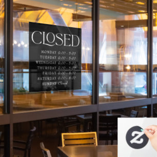 ブラエレガントックセリフ閉じた記号店時間 ウィンドウサイン