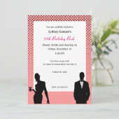 ブラエレガントックタイバースデーパーティーブラック招待状 招待状 (スタンド正面)