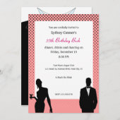 ブラエレガントックタイバースデーパーティーブラック招待状 招待状 (正面/裏面)