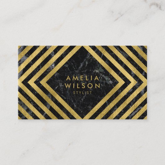 ブラエレガントックマーブルフェイク金ゴールドソーシャルメディア 名刺 (正面)