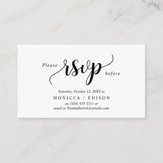 ブラエレガントック、パーティーRSVP、応答 エンクロージャーカード (正面)