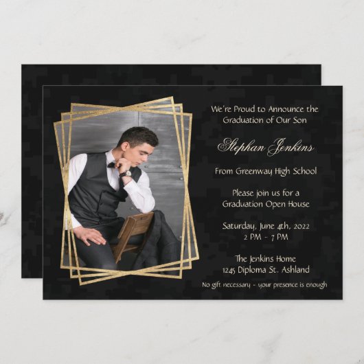 ブラエレガントック・フォト卒業パーティー 招待状 (正面/裏面)