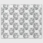 ブラエレガントック&ホワイトタイガーヘッドプリントデザイン ラッピングペーパー (フラット)