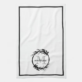 ブラエレガントック&ホワイトファミリー植物学 キッチンタオル