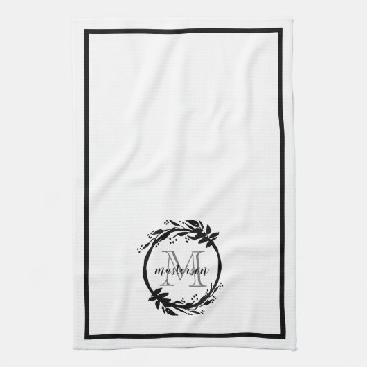 ブラエレガントック&ホワイトファミリー植物学 キッチンタオル (縦)