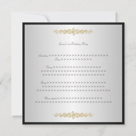 ブラエレガントック&ホワイト金ゴールドバラ誕生会 招待状 (裏面)