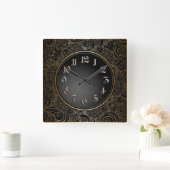ブラエレガントック&金ゴールド スクエア壁時計 (ホーム)
