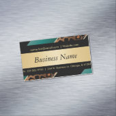 ブラエレガントック、金ゴールド、ティール(緑がかった色)レオパストライプード マグネット名刺 (インサイチュ)