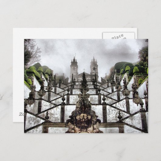 ブラガのBom Jesusのバロック階段 ポストカード (正面/裏面)