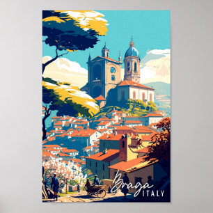 ブラガイタリアヴィンテージ旅行イラストレーション ポスター