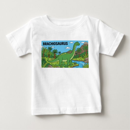 ブラキオサウルス+恐竜 ベビーTシャツ (正面)