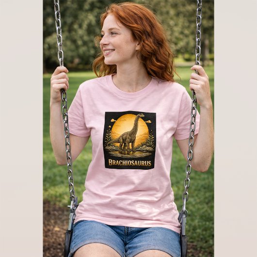 ブラキオサウルス 恐竜 先史時代の月 Tシャツ
