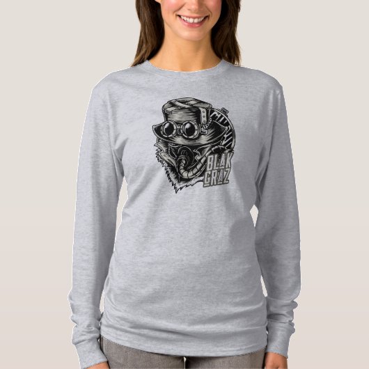 ブラクグラススチームパンクハットとゴーグル Tシャツ (正面)
