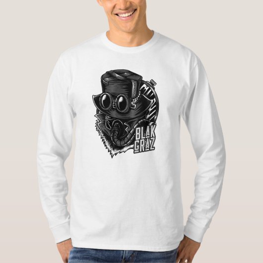 ブラクグラススチームパンクハットとゴーグル Tシャツ (正面)