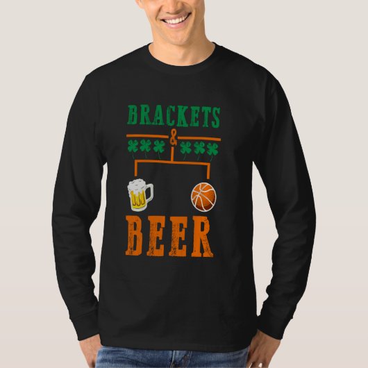 ブラケットとビールのマーチのバスケットボール大学の狂気 Tシャツ (正面)