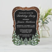 ブラケットブラックスノーウッドフォーレストパイン誕生日 招待状 (スタンド正面)