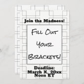 ブラケット3月バスケットボール締め切りパーティーアラーム 招待状 (正面/裏面)