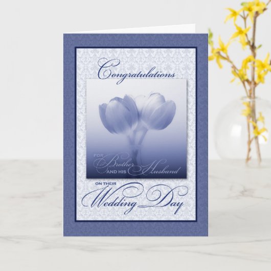 ブラザーと新夫結婚おめでとう カード (黄色い花)