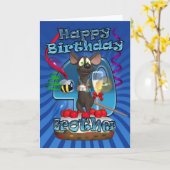 ブラザーの40歳の誕生日カードファンキー- Mouse On A カード (黄色い花)