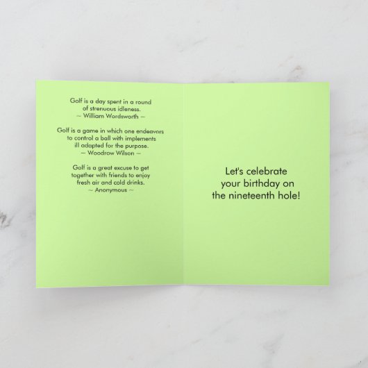 ブラザーインローマルティニゴルフボール誕生日 カード (内部)