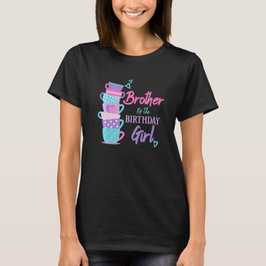 ブラザーオブザ誕生日ガールティーパーティーテーマ試合 Tシャツ (正面)