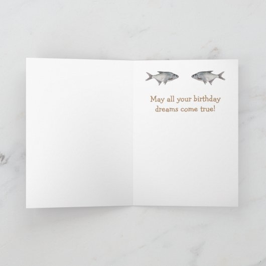 ブラザーキャッおもしろいトと魚の誕生日 カード (内部)