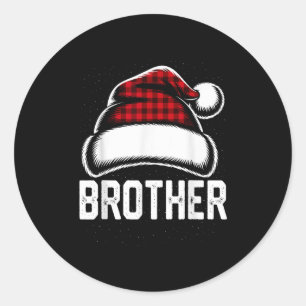 ブラザーサンタの赤いチェック柄のクリスマスファミリーマッチング ラウンドシール