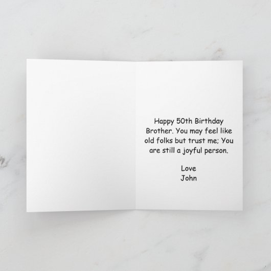 ブラザージョークホワパーソナライズされたイトブロ50th誕生日 カード (内部)