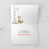 ブラザースクラップブックの森のキツネへの感謝祭 シーズンカード (内部)