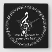 ブラザーズクリスマスミュージックノートウォールクロックミュージシャン スクエア壁時計 (正面)