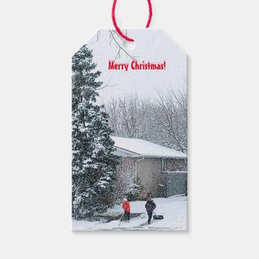 ブラザーズショベル雪ギフトラベル ギフトタグ (正面)