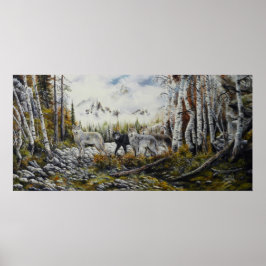 ブラザーズ4オオオカミのキャンバス油絵の販売 ポスター