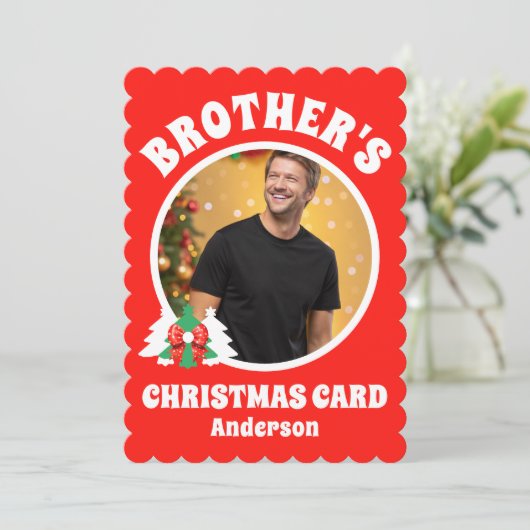 ブラザーパーソナライズされたの写真クリスマス シーズンカード (スタンド正面)