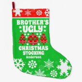ブラザーパーソナライズされたの醜いクリスマスセーター ラージクリスマスストッキング (正面)