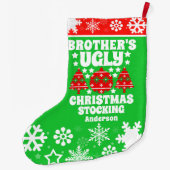 ブラザーパーソナライズされたの醜いクリスマスセーター ラージクリスマスストッキング (裏面)