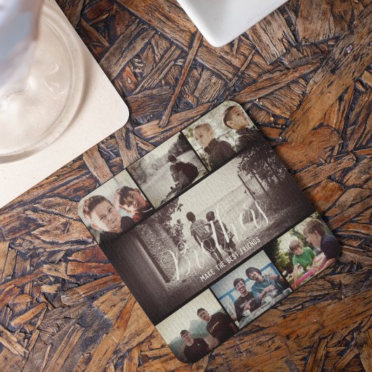 ブラザーモダンフリ最高のーズDark Photo Collage スクエアペーパーコースター