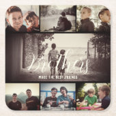 ブラザーモダンフリ最高のーズDark Photo Collage スクエアペーパーコースター (正面)