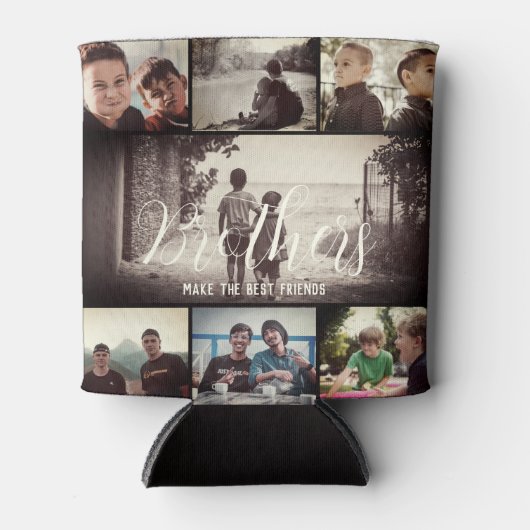 ブラザーモダンフリ最高のーズDark Photo Collage 缶クーラー (正面)