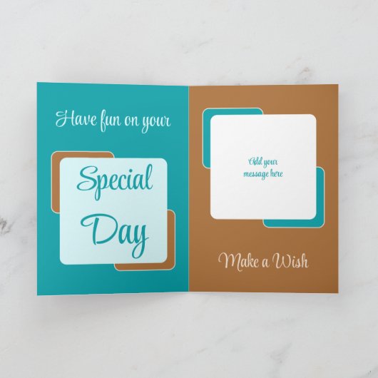 ブラザー名フォトターコイズブラウン誕生日 カード (内部)