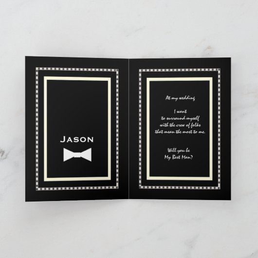 ブラザー名前をカスタムする花婿介添人結婚式招待状 招待状 (内部)