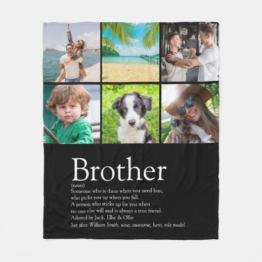ブラザー定義クールおもしろい写真コラージュ フリースブランケット (正面)