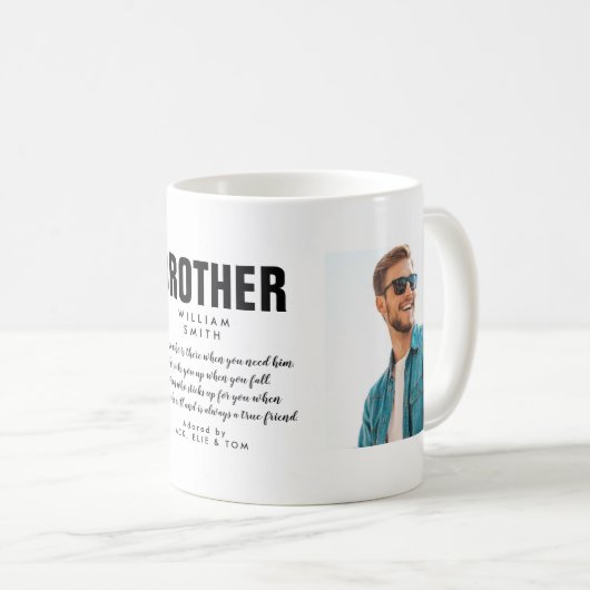 ブラザー引用文モダンフォトコーヒーマグ コーヒーマグカップ (正面右)