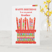 ブラザー用カスタム年齢お誕生日ケーキカード カード (黄色い花)