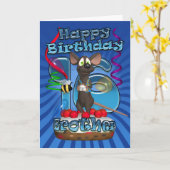 ブラザー用16誕生日カードファンキー- A上のマウス カード (黄色い花)