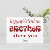ブラザー私はあなたを愛するかわいいキューピッドタイポグラフィバレンタイン シーズンカード (スタンド正面)