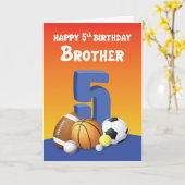 ブラザー第5誕生日スポーツボール カード (黄色い花)