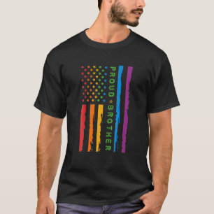 ブラザー誇りを持ったLGBT LGBTQゲイプライドレインボーフラッグフー Tシャツ