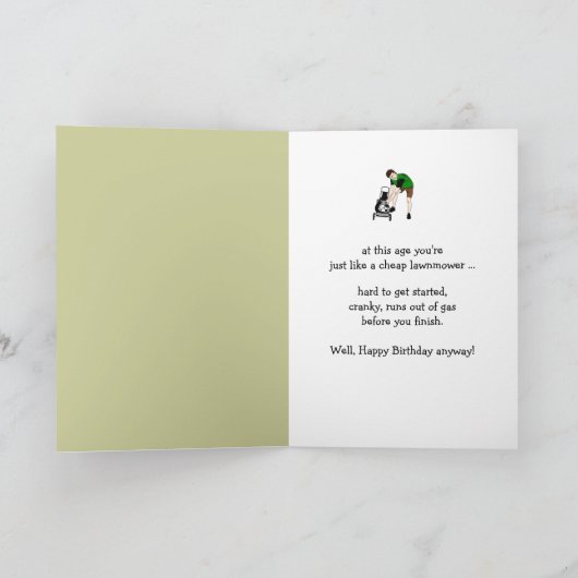 ブラザー誕生日おもしろいの芝刈り機侮辱 カード (内部)