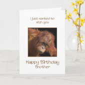 ブラザー誕生日オランウタン カード (黄色い花)